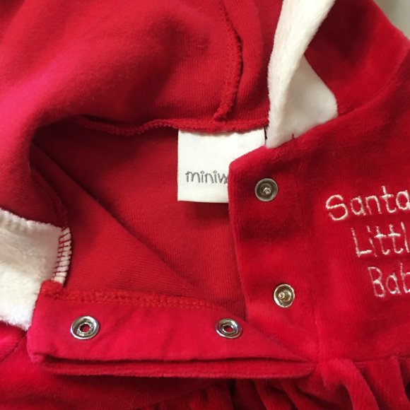 MINIWEAR Vintage Style "Santa's Little Baby" Hooded Dress  🎅  3/6 MONTHS - Picture 9 of 10